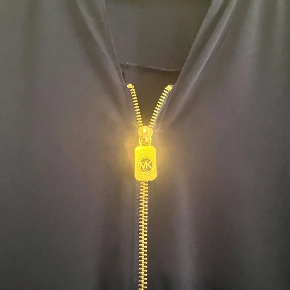 Michael Kors Navy 3/4 zip top. Nice gold detailing. EUC - Picture 4 of 5